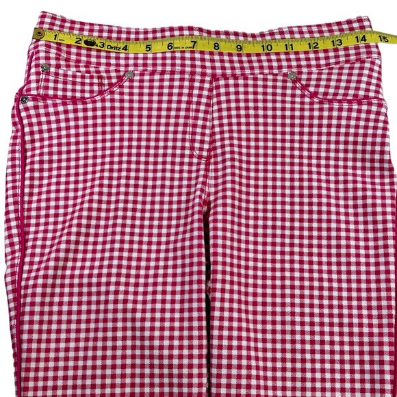 Nygard Luxe Slims Capri Size M 10-12 Pink White Gingham Check Stretch Fun Pants - Picture 9 of 11